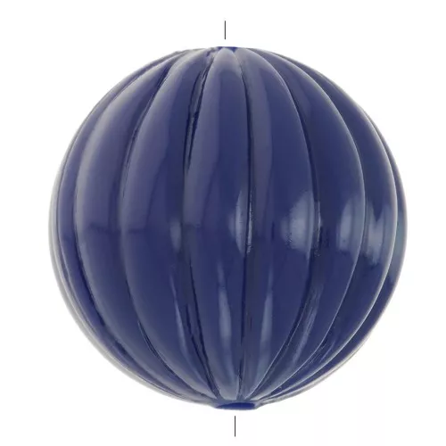 Perle ronde striée en résine opaque 14 mm - Bleu foncé x1