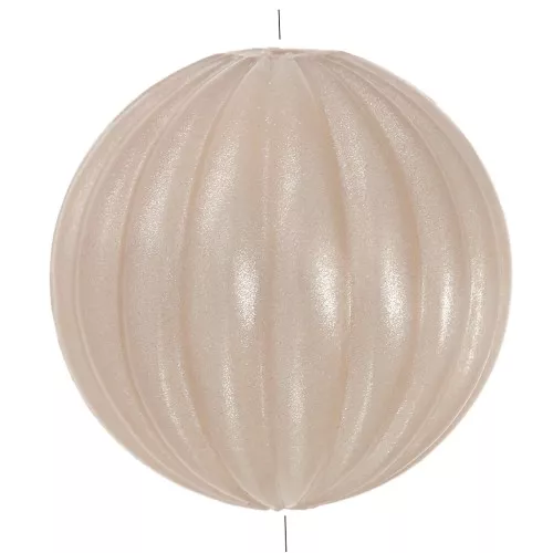 Perle ronde striée en résine opaque 16 mm - Beige nacré x1