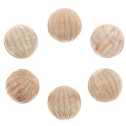 Perle ronde striée en résine opaque 16 mm - Beige marbré x1