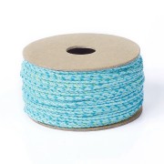 Cordon en coton tressé 2 mm - Bleu Clair - Turquoise - Vert Clair x1m