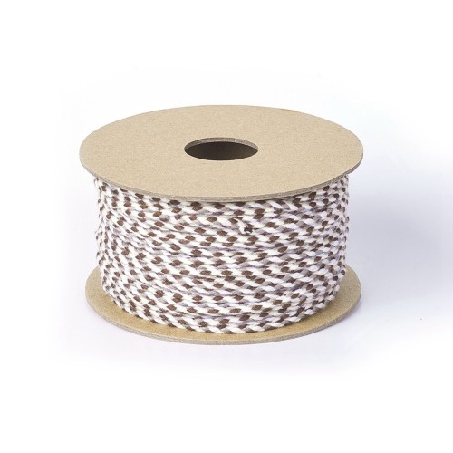 Cordon en coton tressé 2 mm - Marron - Beige - Blanc - Gris x1m
