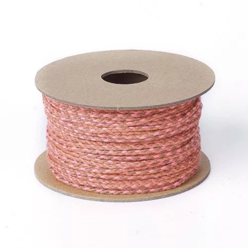 Cordon en coton tressé 2 mm - Rouge - Rose - Marron x1m