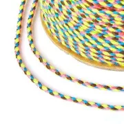 Cordon en coton tressé 2 mm - Jaune fluo - Rose fluo - Marron foncé - Bleu x1m
