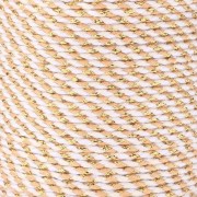 Cordon en coton tressé et fil métallisé 1.5 mm - Blanc - Beige - Marron - Doré x1m|raw }}