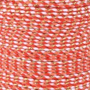 Cordon en coton tressé et fil métallisé 1.5 mm - Blanc - Rouge - Corail - Doré x1m|raw }}