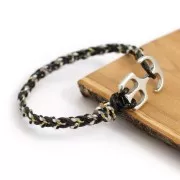 Cordon en coton tressé et fil métallisé 1.5 mm - Blanc - Noir - Gris - Doré x1m