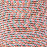 Cordon en coton tressé & fil métallisé 1.5 mm Corail - Rose - Turquoise - Doré x1m|raw }}