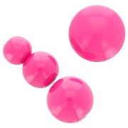 Assortiment 26 perles rondes 6-8-10 mm et 2 cabochons en résine opaque - Fuchsia|raw }}