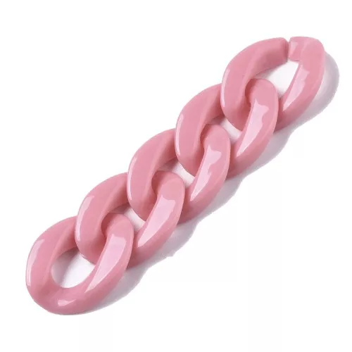 Maillon ovale torsadé en acrylique 22.5x16.5 mm - Rose x1