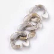 Maillon carré torsadé en acrylique 37x35 mm - Blanc - Marron marbré x1