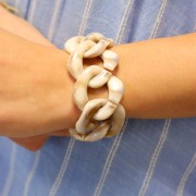 Maillon carré torsadé en acrylique 37x35 mm - Blanc - Marron marbré x1