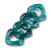 Maillon carré torsadé en acrylique 31x29 mm - Bleu canard marbré x1|raw }}