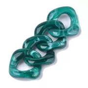 Maillon carré torsadé en acrylique 31x29 mm - Bleu canard marbré x1