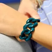 Maillon carré torsadé en acrylique 31x29 mm - Bleu canard marbré x1