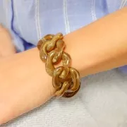 Maillon carré torsadé en acrylique 31x29 mm - Marron marbré x1