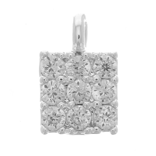 Mini breloque carré avec oxydes de Zirconium 5.5x4 mm - Placage Argent fin - Crystal x1