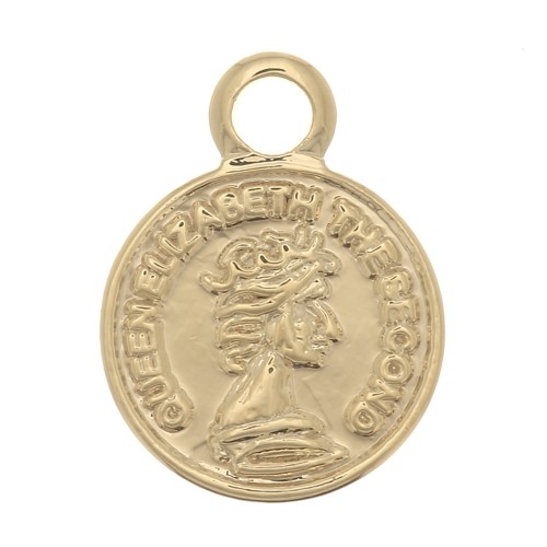 Mini breloque ronde - pièce de monnaie 8 mm - Doré à l'or fin x1