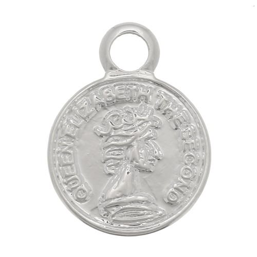 Mini breloque ronde - pièce de monnaie 8 mm - Placage Argent fin x1