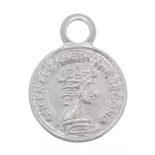 Mini breloque ronde - pièce de monnaie 8 mm - Placage Argent fin x1