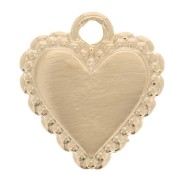 Breloque coeur avec petites boules - style Ex-Voto 10x9 mm - Doré à l'or fin x1