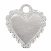 Breloque coeur avec petites boules - style Ex-Voto 10x9 mm - Placage Argent fin x1|raw }}