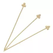 Clous tête 3 boules 32x0.6 mm - Doré à l'or fin x4