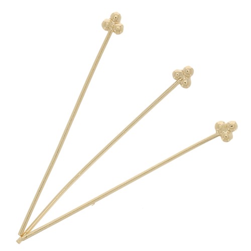 Clous tête 3 boules 32x0.6 mm - Doré à l'or fin x4