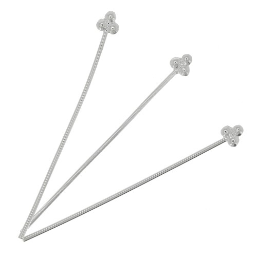 Clous tête 3 boules 32x0.6 mm - Placage Argent fin x4
