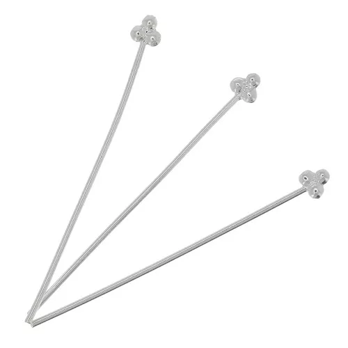 Clous tête 3 boules 32x0.6 mm - Placage Argent fin x4