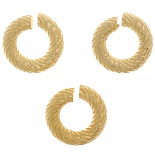 Anneaux ouverts ronds torsadés 8x2 mm - Doré à l'or fin x5