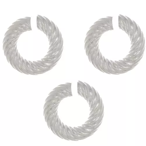 Anneaux ouverts ronds torsadés 8x2 mm - Placage Argent fin x5
