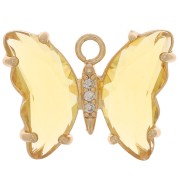Pendentif papillon en verre avec oxydes de Zirconium  15x20 mm - Doré - Jaune - Crystal x1|raw }}
