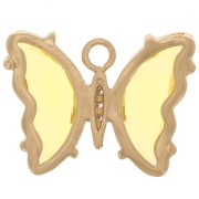 Pendentif papillon en verre avec oxydes de Zirconium  15x20 mm - Doré - Jaune - Crystal x1