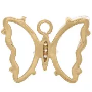Pendentif papillon en verre avec oxydes de Zirconium  15x20mm - Doré - Transparent - Crystal x1