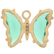 Pendentif papillon en verre avec oxydes de Zirconium  15x20 mm - Doré - Vert - Crystal x1