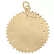Pendentif rond ethnique avec oxydes de Zirconium et résine époxy 20 mm - Doré - Blanc x1