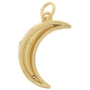 Pendentif demi lune avec oxydes de Zirconium  et résine époxy 21x12 mm Doré - Bleu - Crystal x1