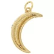 Pendentif demi lune avec oxydes de Zirconium et résine époxy 21x12 mm Doré - Bleu - Crystal x1