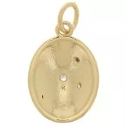 Pendentif ovale motif mystique avec oxydes de Zirconium & résine époxy 16x11 mm - Doré - Noir