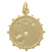 Pendentif rond oeil mystique avec oxydes de Zirconium  & résine époxy 18x16 mm - Doré - Noir x1