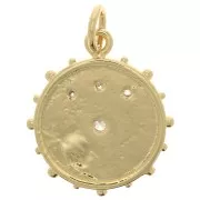 Pendentif rond oeil mystique avec oxydes de Zirconium & résine époxy 18x16 mm - Doré - Noir x1