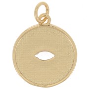 Pendentif rond oeil avec oxydes de Zirconium  & résine époxy 15 mm - Doré - Noir x1