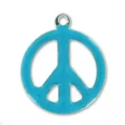 Breloques peace résine époxy 19 mm Turquoise x10