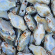 Perles en verre Navette 3 trous 6x12 mm - Sage x10g|raw }}