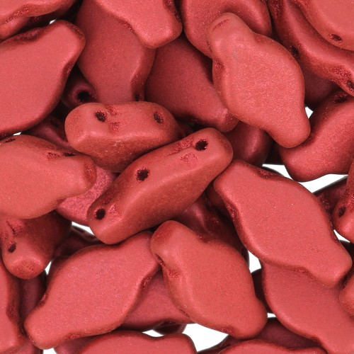 Perles en verre Navette 3 trous 6x12 mm - Red Metallic Mat x10g