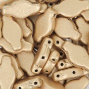 Perles en verre Navette 3 trous 6x12 mm - Gold Mat x10g|raw }}