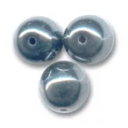 Perles en verre tchèque rondes  6 mm Jet Hematite x25