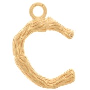 Pendentif lettre alphabet effet bambou 16x11 mm - C - Doré à l'or fin x1