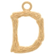Pendentif lettre alphabet effet bambou 16x10 mm - D - Doré à l'or fin x1|raw }}