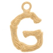 Pendentif lettre alphabet effet bambou 16x10 mm - G - Doré à l'or fin x1|raw }}